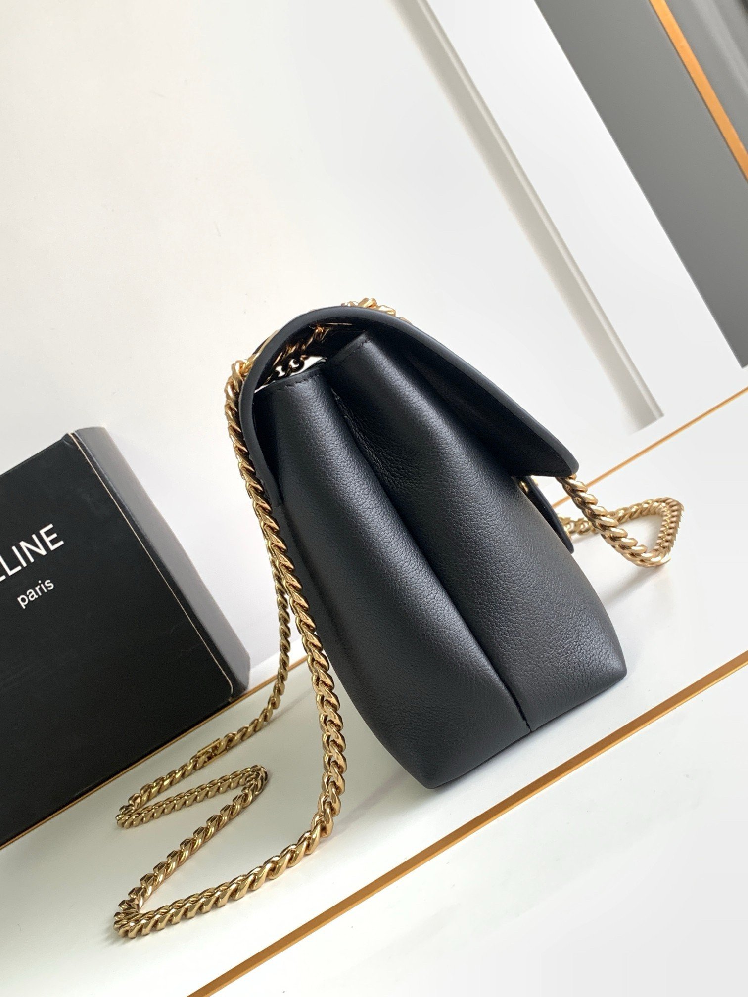 Celine Medium Victoire Bag in Black Calfskin