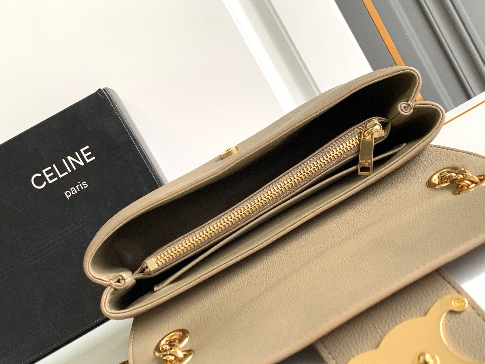 Celine Medium Victoire Bag in Brown Sepia Calfskin