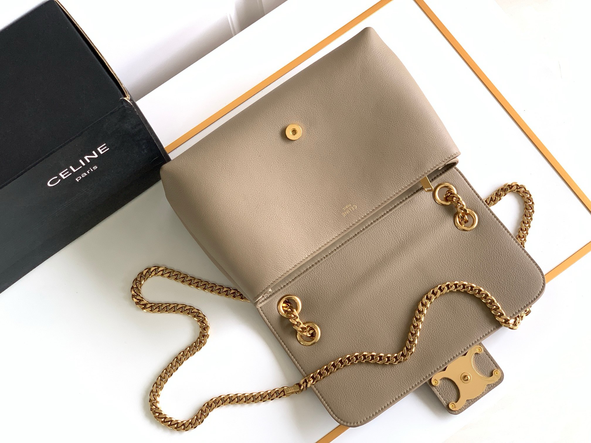 Celine Medium Victoire Bag in Brown Sepia Calfskin