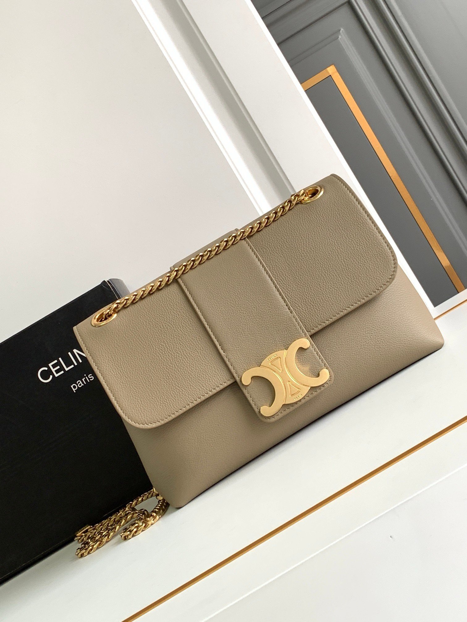 Celine Medium Victoire Bag in Brown Sepia Calfskin