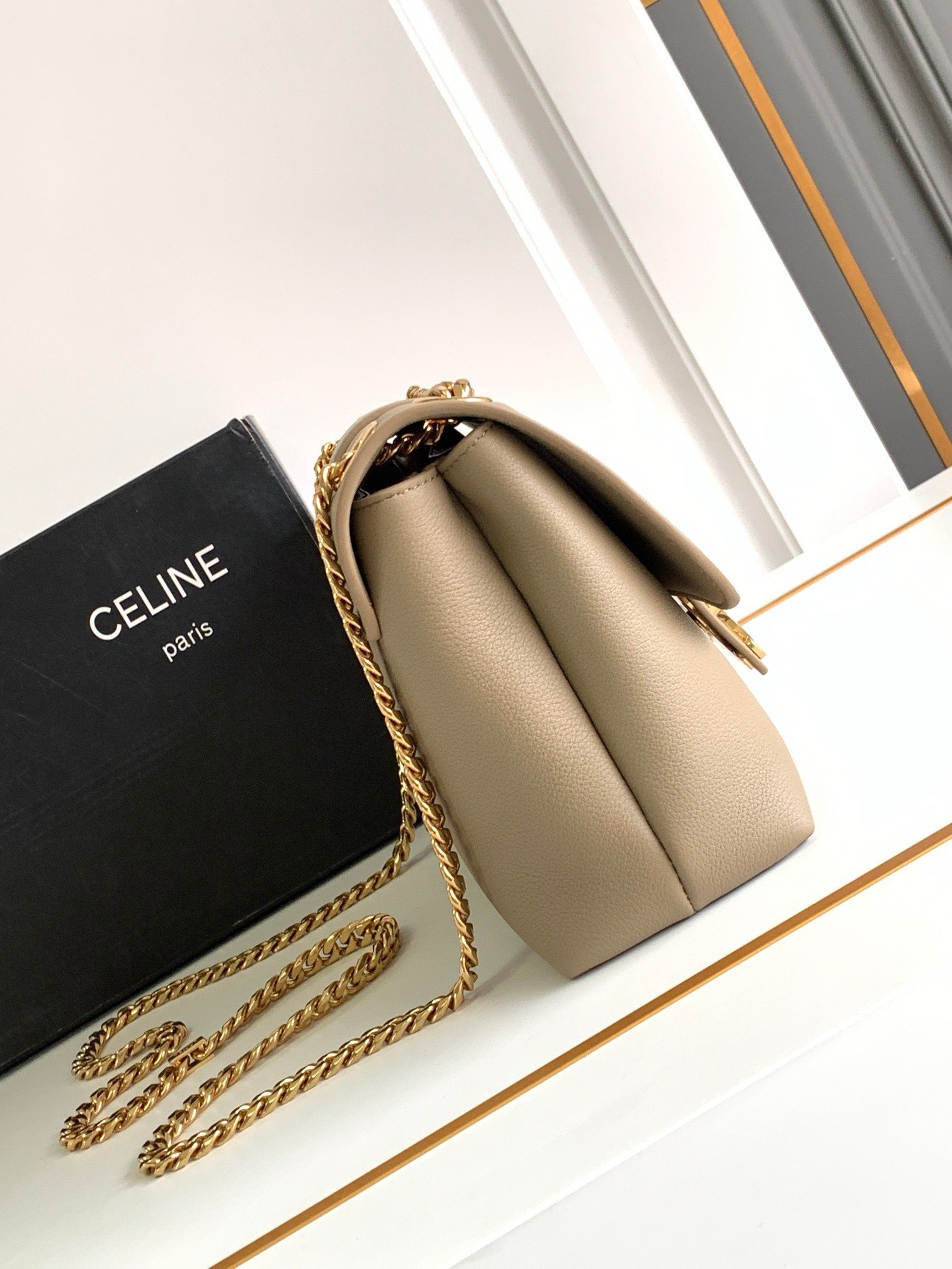 Celine Medium Victoire Bag in Brown Sepia Calfskin