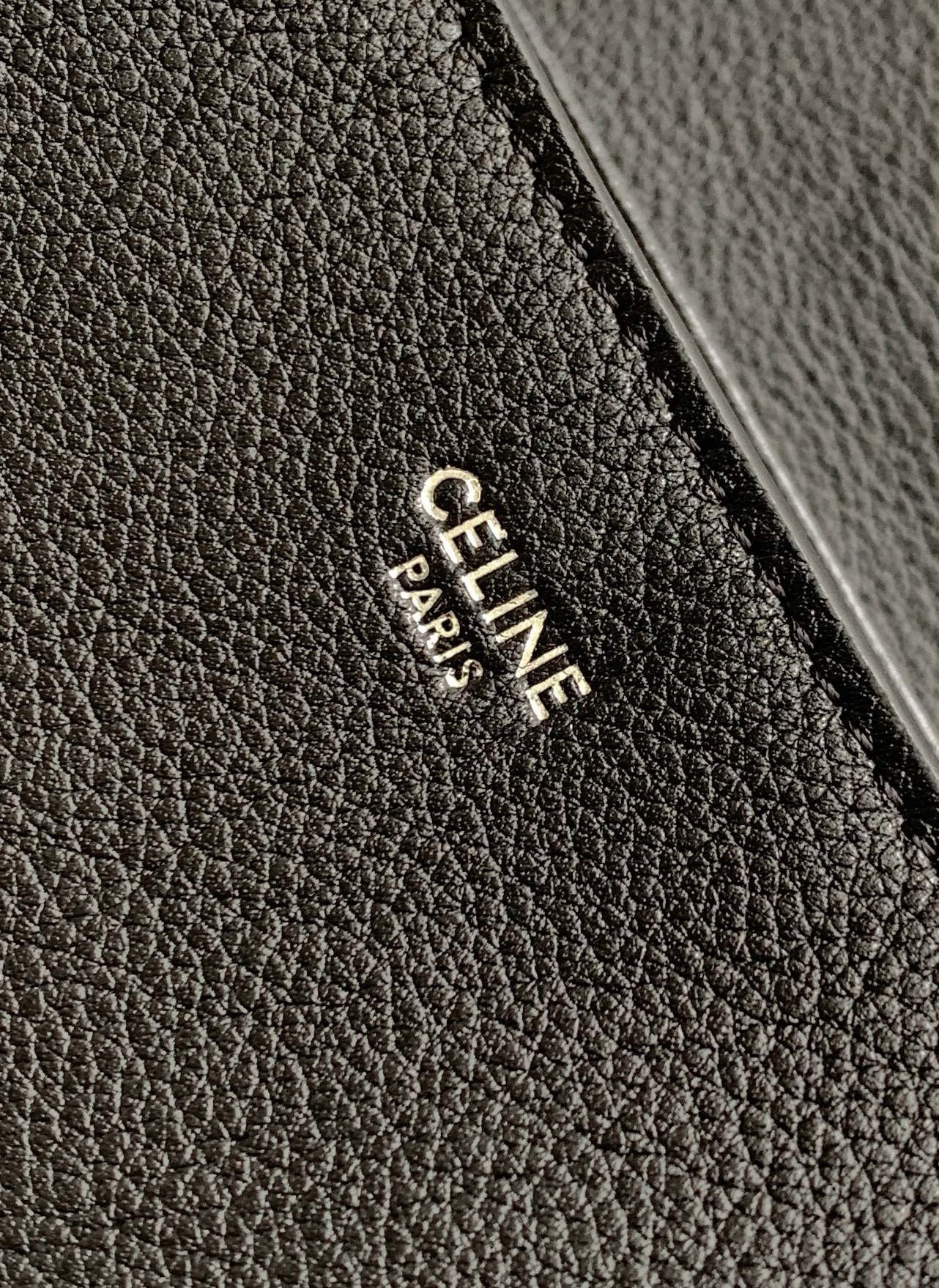 Celine Medium Victoire Bag in Noir Calfskin