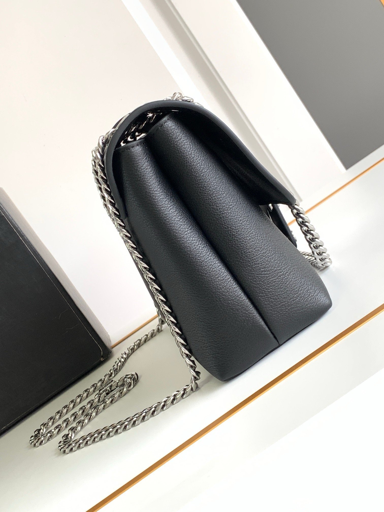 Celine Medium Victoire Bag in Noir Calfskin