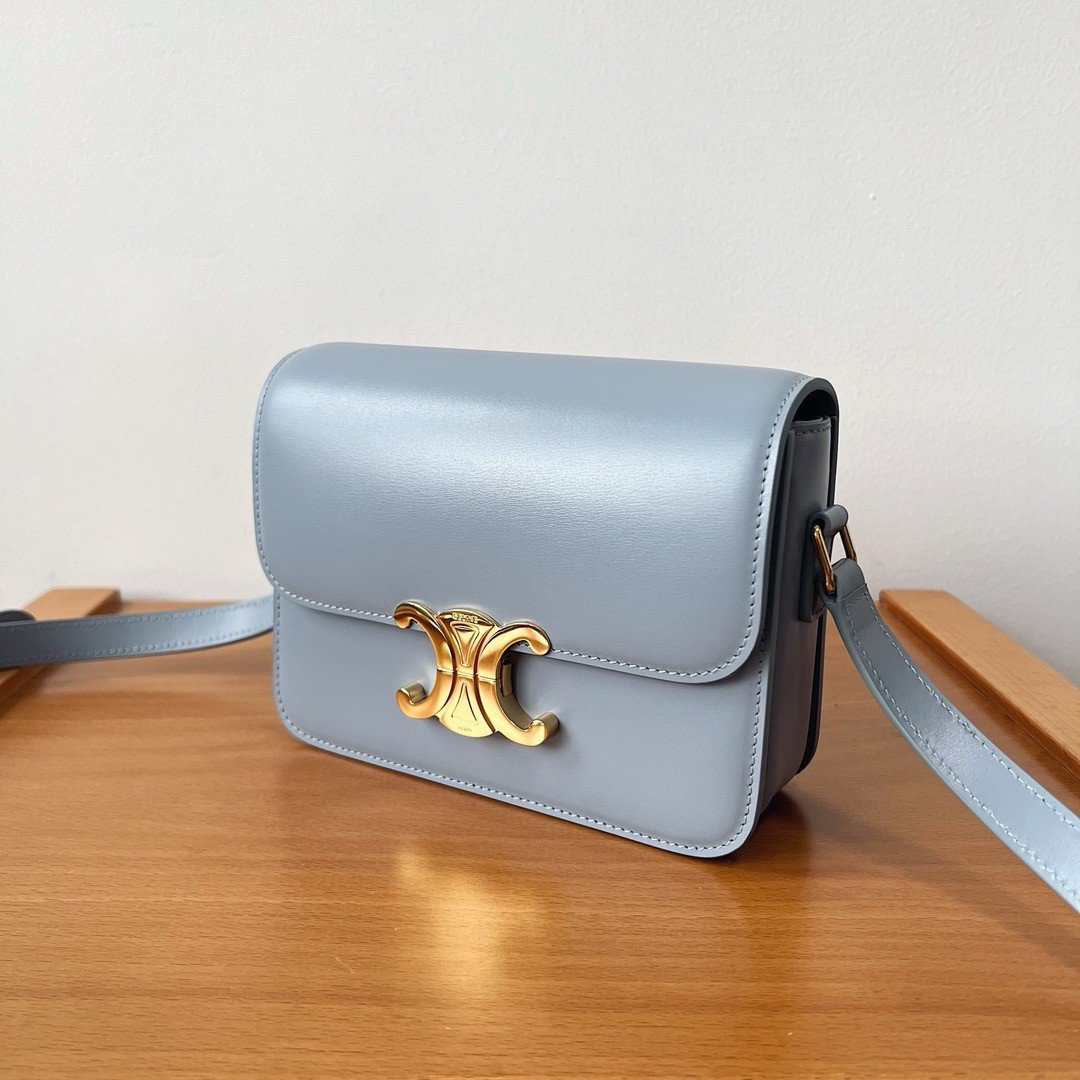 Celine Triomphe Teen Bag In Pale Blue Leather