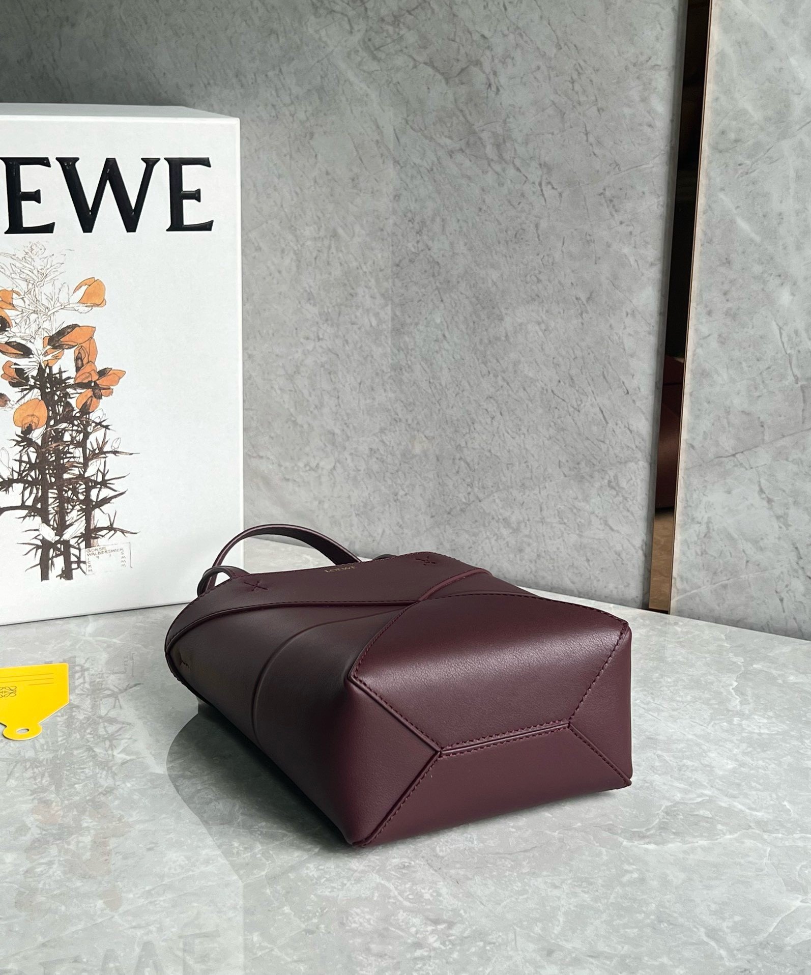 Loewe Mini Puzzle Fold Tote Bag in Bordeaux Calfskin