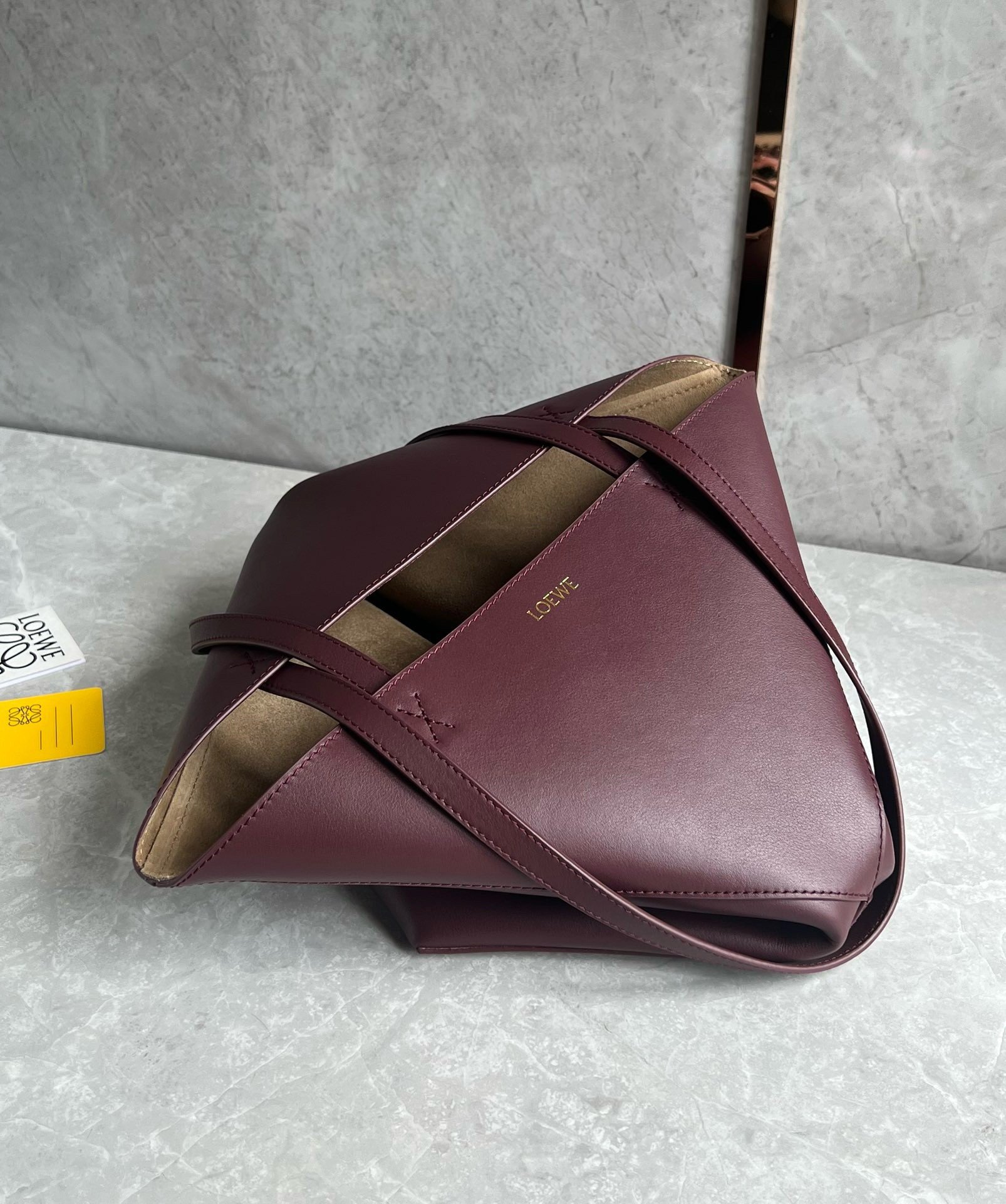 Loewe Medium Puzzle Fold Tote Bag in Bordeaux Calfskin