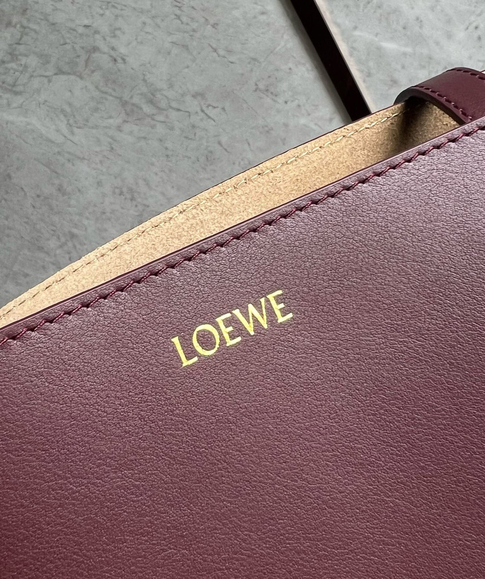 Loewe Medium Puzzle Fold Tote Bag in Bordeaux Calfskin