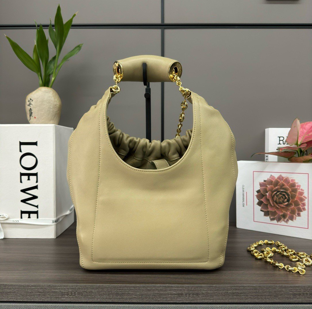 Loewe Small Squeeze Bag in Clay Green Nappa Lambskin