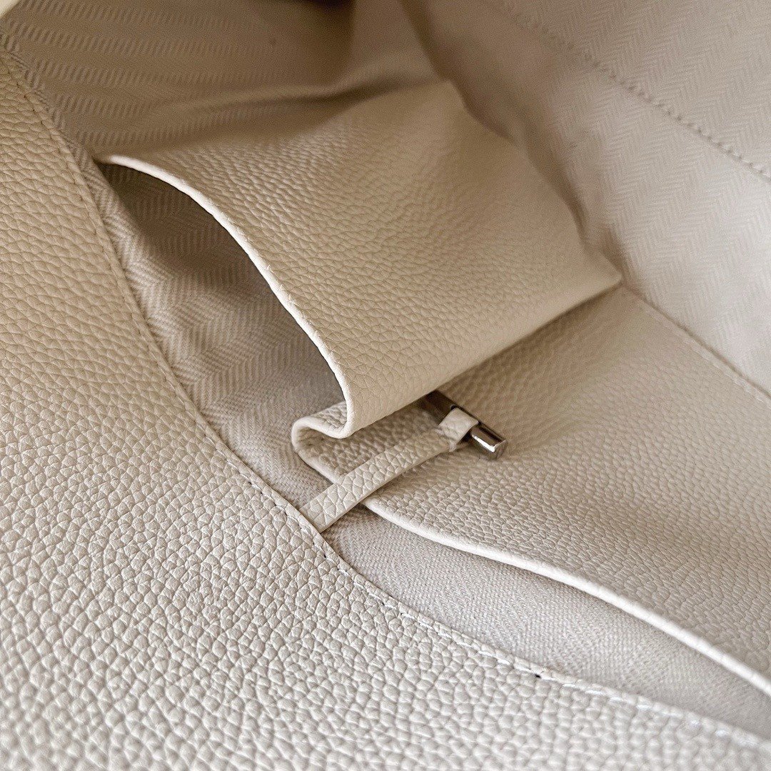 The Row Margaux 15 Top Handle Bag in White Grained Leather