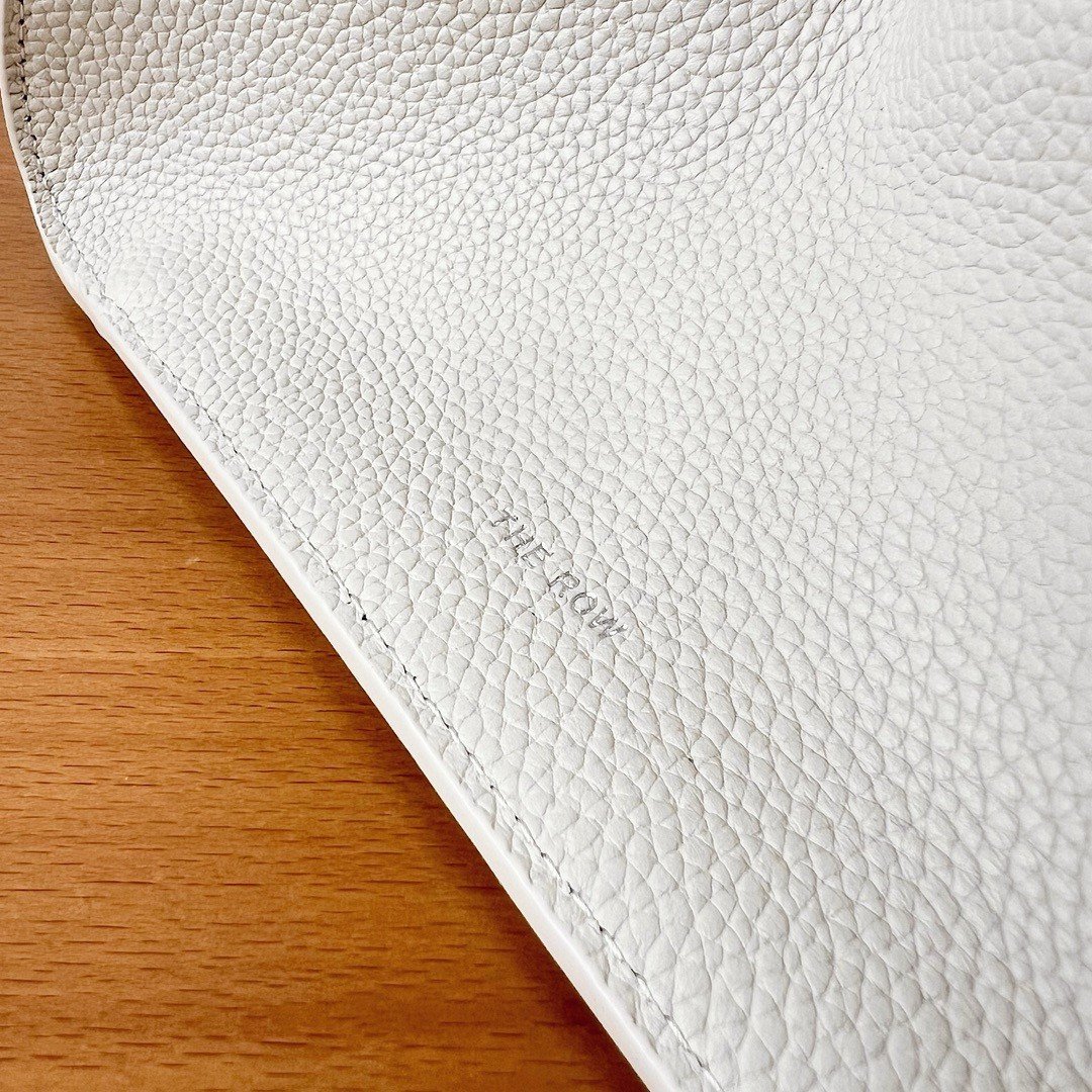 The Row Margaux 15 Top Handle Bag in White Grained Leather