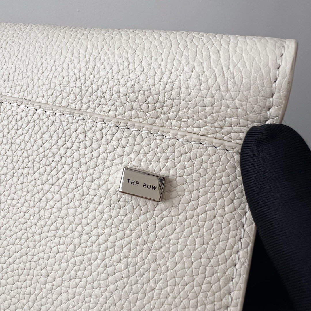 The Row Margaux 15 Top Handle Bag in White Grained Leather