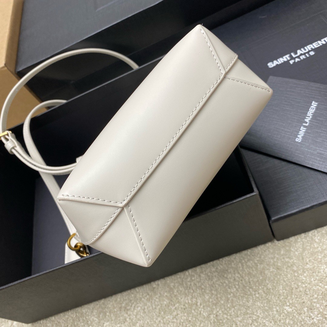 Saint Laurent Mini Toy Shopping Bag in White Calfskin