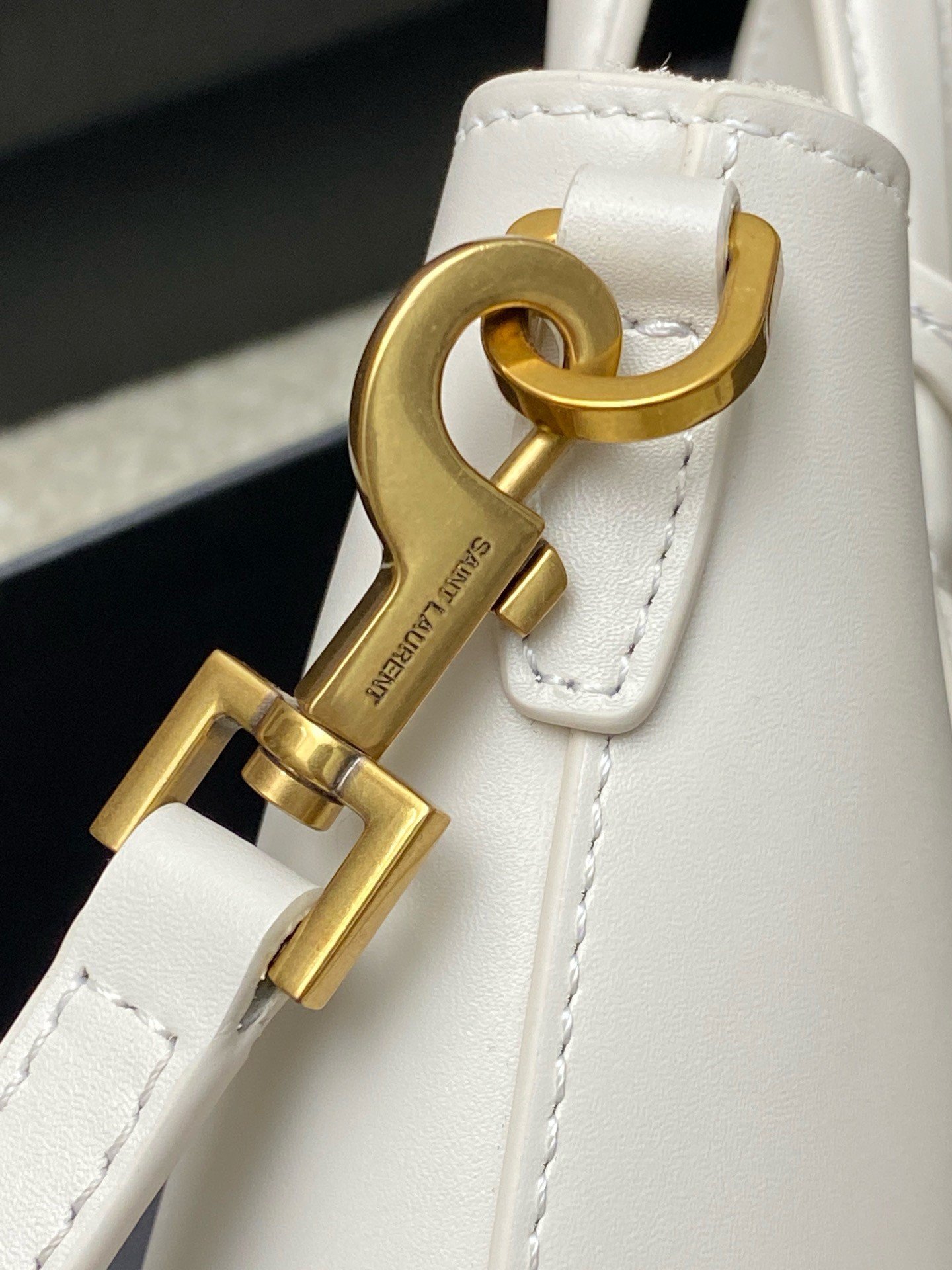 Saint Laurent Mini Toy Shopping Bag in White Calfskin