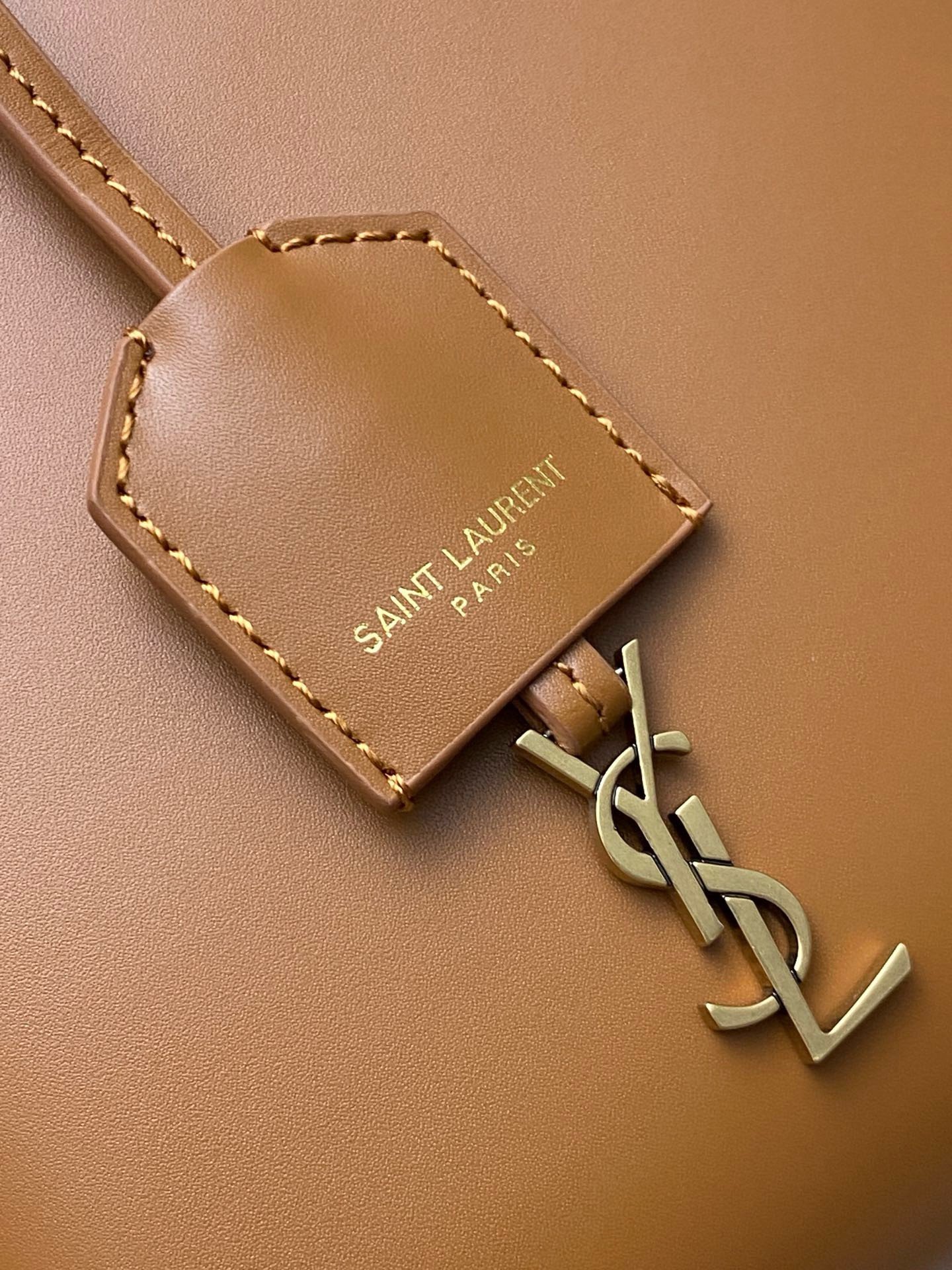 Saint Laurent Mini Toy Shopping Bag in Brown Calfskin