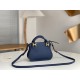 Chloe Marcie Mini Double Carry Bag in Blue Grained Leather