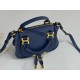 Chloe Marcie Mini Double Carry Bag in Blue Grained Leather