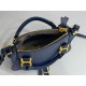 Chloe Marcie Mini Double Carry Bag in Blue Grained Leather