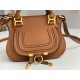 Chloe Marcie Mini Double Carry Bag in Brown Grained Leather