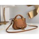 Chloe Marcie Mini Double Carry Bag in Brown Grained Leather