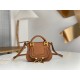 Chloe Marcie Mini Double Carry Bag in Brown Grained Leather