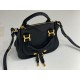 Chloe Marcie Mini Double Carry Bag in Black Grained Leather