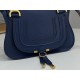 Chloe Marcie Small Double Carry Bag in Blue Grained Leather