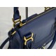 Chloe Marcie Small Double Carry Bag in Blue Grained Leather