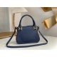 Chloe Marcie Small Double Carry Bag in Blue Grained Leather