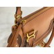 Chloe Marcie Small Double Carry Bag in Brown Grained Leather