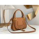 Chloe Marcie Small Double Carry Bag in Brown Grained Leather