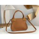 Chloe Marcie Small Double Carry Bag in Brown Grained Leather