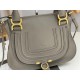 Chloe Marcie Small Double Carry Bag in Grey Grained Leather