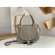 Chloe Marcie Small Double Carry Bag in Grey Grained Leather