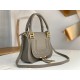 Chloe Marcie Small Double Carry Bag in Grey Grained Leather