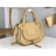 Chloe Marcie Medium Double Carry Bag in Beige Grained Leather