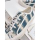 Dior Walk'n'Dior Sneakers In Ocean Blue D-Stripes Embroidered Cotton