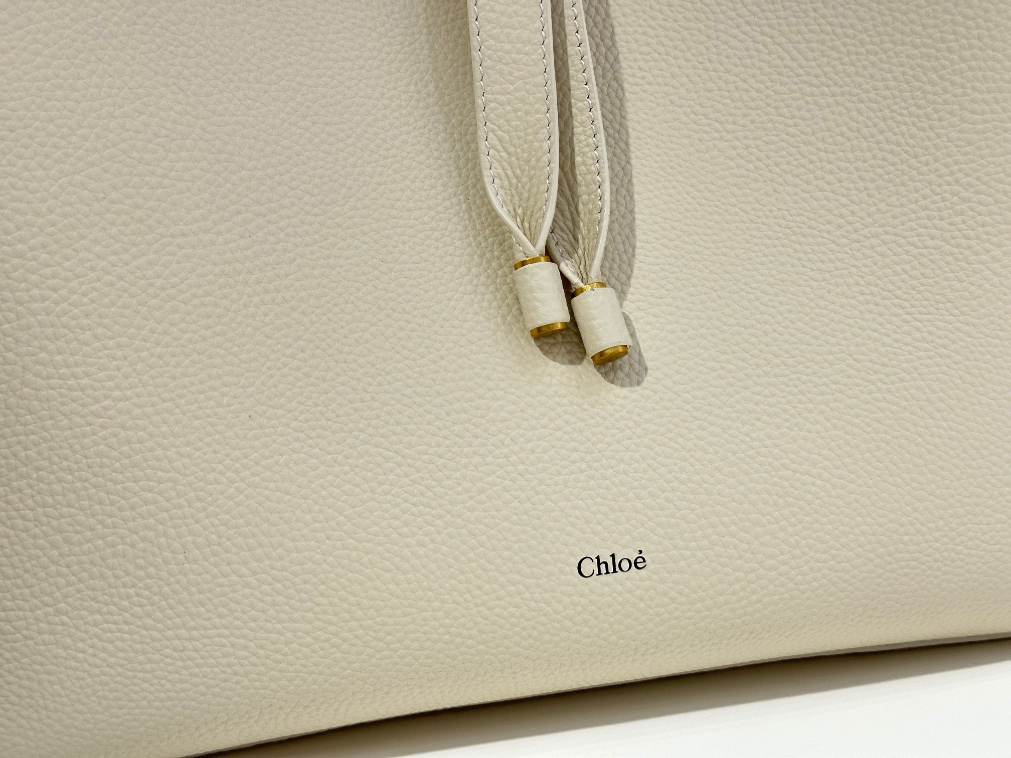 Chloe Marcie Hobo Bag in White Grained Leather