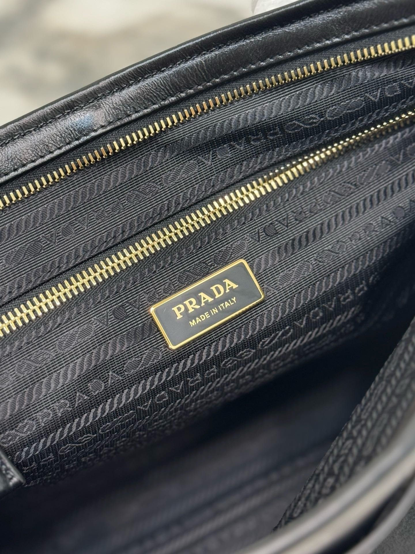 Prada Large Tote Bag in Black Soft Leather