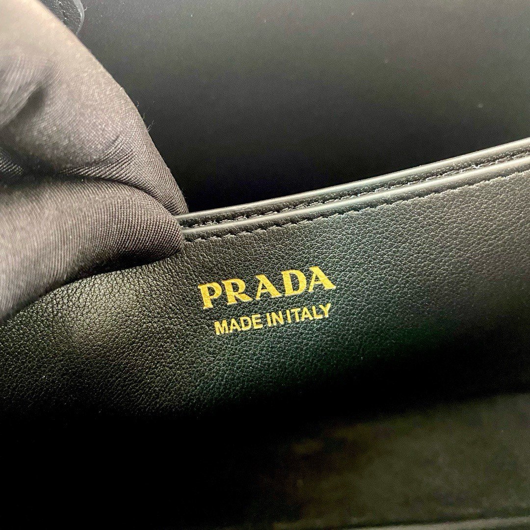 Prada Buckle Medium Bag with Belt in Black Leather