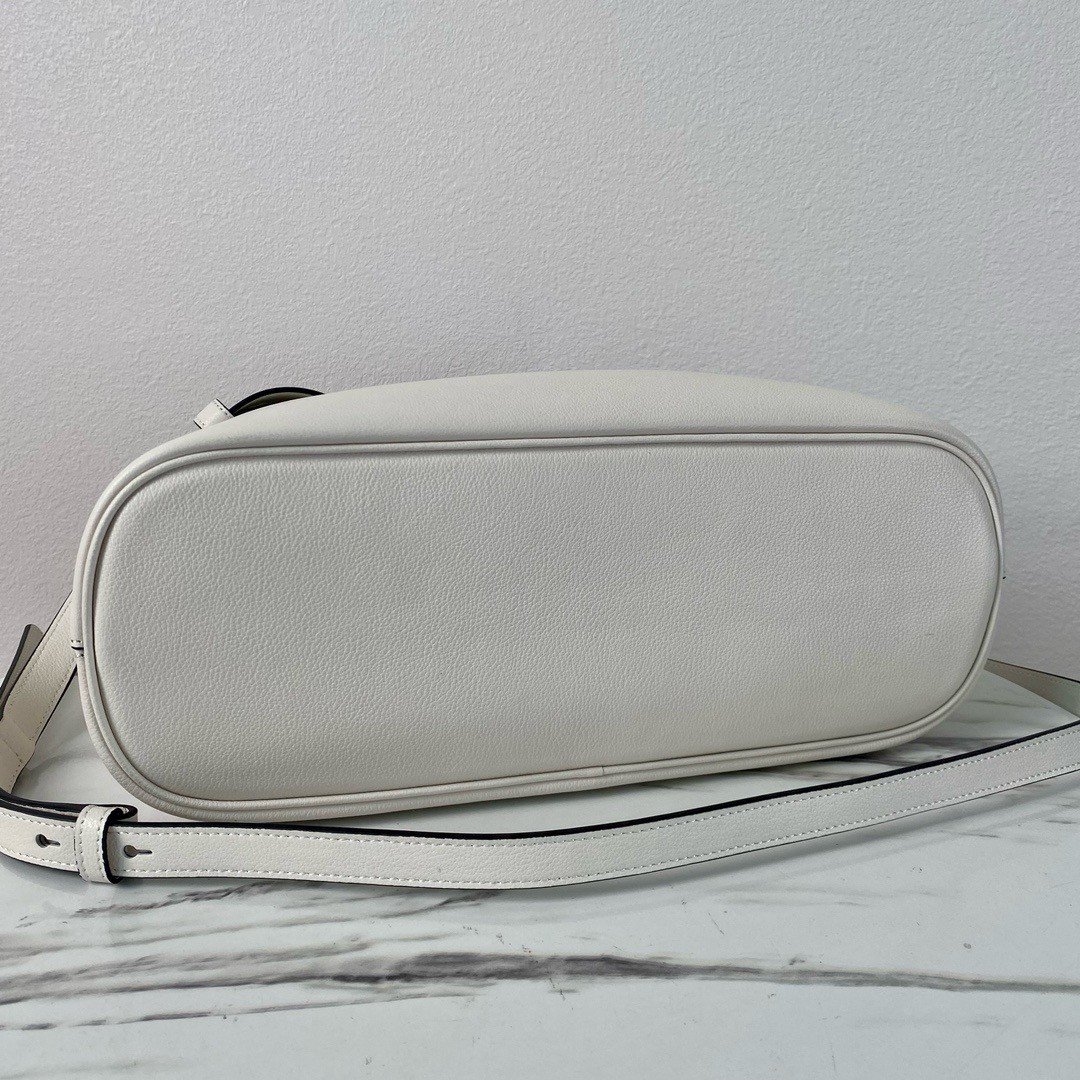 Prada Buckle Medium Bag with Belt in White Leather