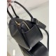 Prada Top Handle Bag in Black Grained Leather