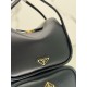 Prada Top Handle Bag in Black Grained Leather