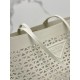 Prada Large Tote Bag in White Perforated Leather