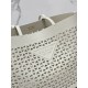 Prada Large Tote Bag in White Perforated Leather