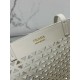 Prada Large Tote Bag in White Perforated Leather