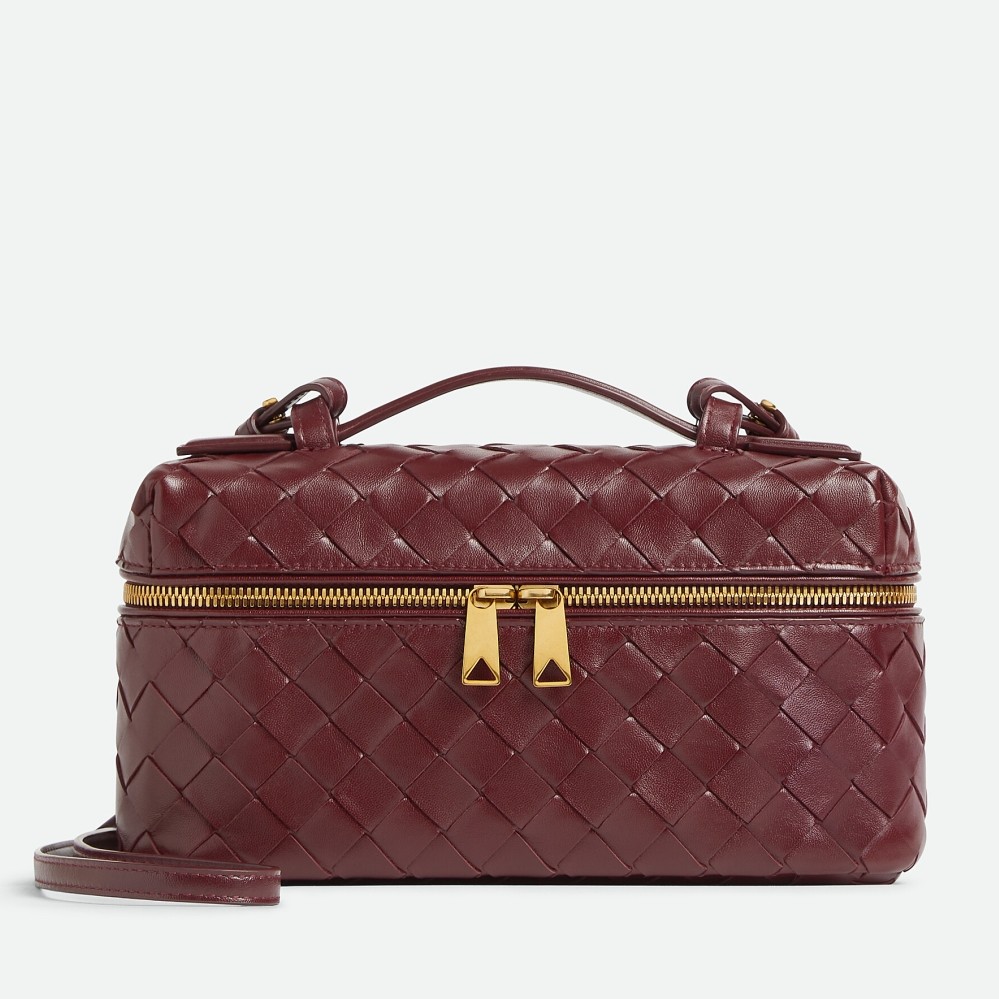 Bottega Veneta Bang Bang Vanity Case in Cherry Intrecciato Leather