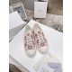 Dior Walk'n'Dior Sneakers In Pink D-Stripes Embroidered Cotton