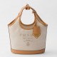 Prada Mini Buckle Bag in Linen Blend and Leather