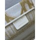 Dior Small Book Tote Bag in White and Gold Macrocannage Embroidery