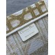 Dior Medium Book Tote Bag in White and Gold Macrocannage Embroidery